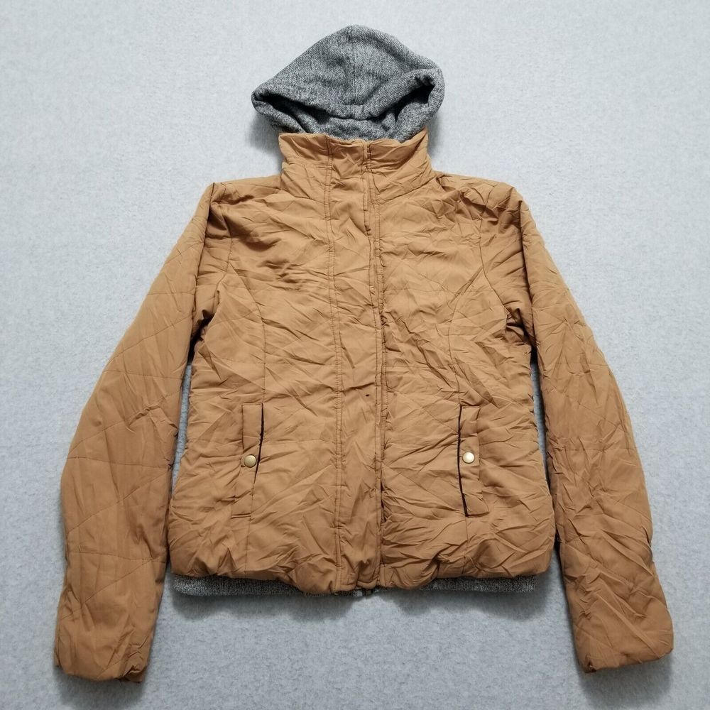 Active USA Jacket Womens‎ Medium Brown Full Zip Hooded Lightweight